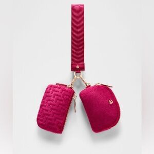 Lululemon berry rumble monogram velvet wristlet set